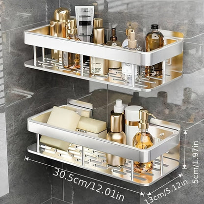 NoDrill WallMounted Bathroom  Kitchen Storage Shelf