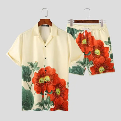 Flower Style men beach short set