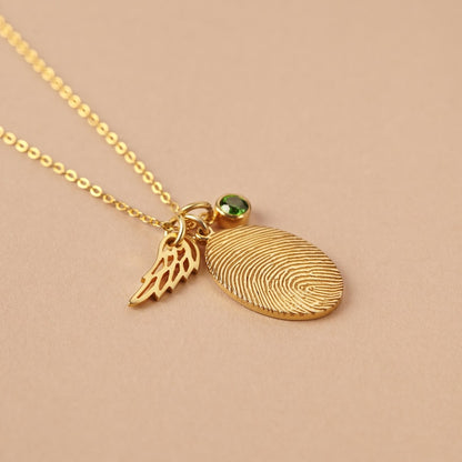 Fingerprint Necklace, Fingerprint Jewelry With Birthstone